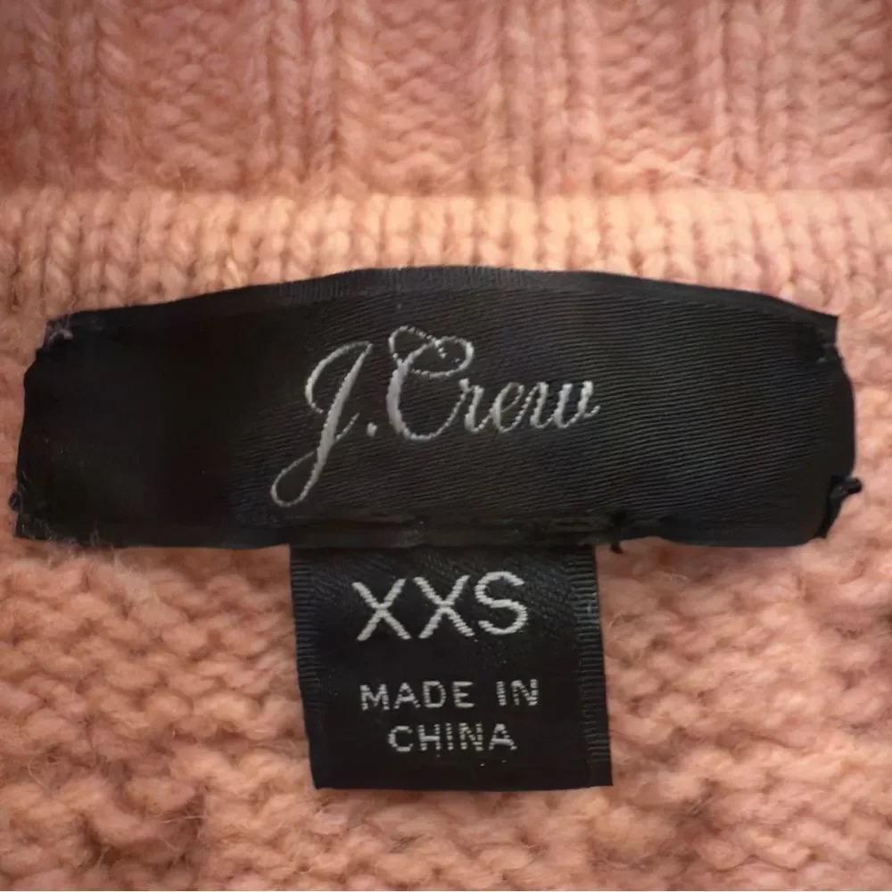 J. Crew Patchwork Cable Knit Wool Blend Pink Tunic Sweater Heather Dusk. XXS.
